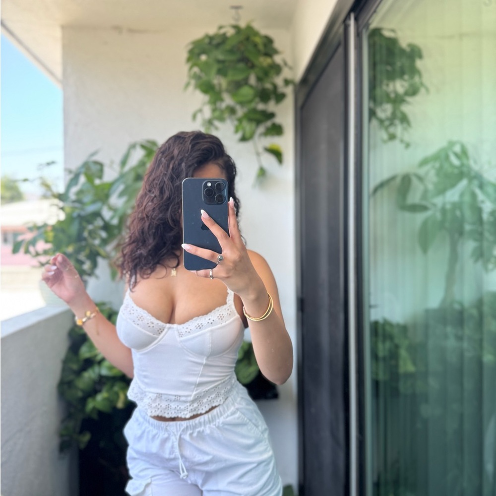 White Lace Trim Cami Top